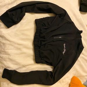 Black Cropped New York quarter zip up